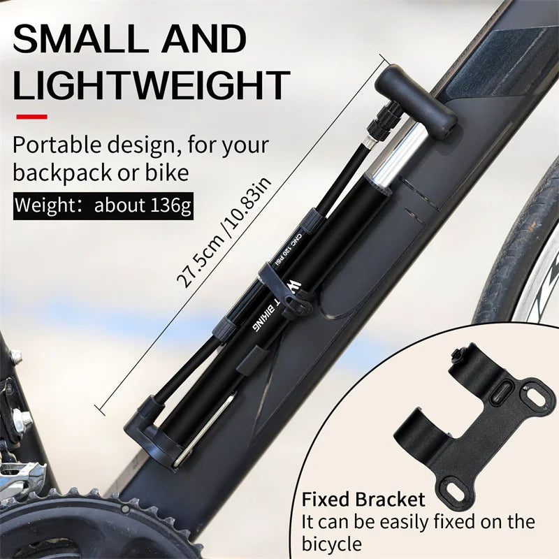WEST BIKING High-Pressure Mini Bicycle Pump – 120 PSI Lightweight Inflator for Road & Mountain Bikes