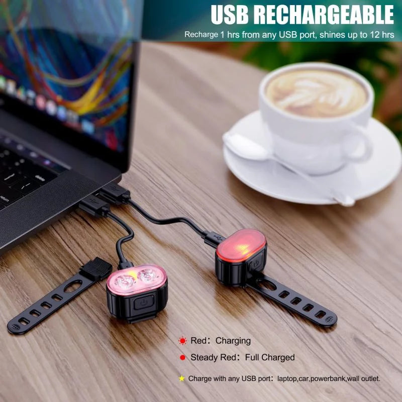 Bike Lights LED Bicycle Lamp – Rechargeable Front & Rear Set