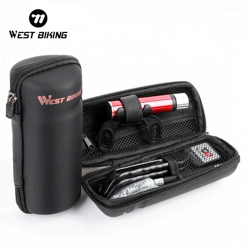 WEST BIKING Bicycle Repair Tool Kit – Portable Cycling Tool Set with Storage Bottle Bag & Pump