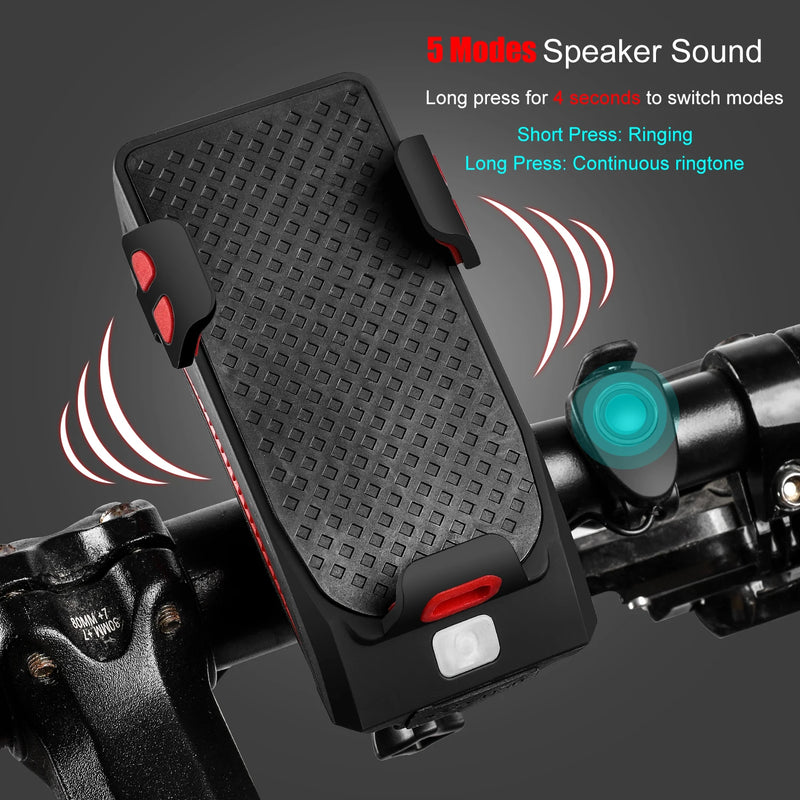 WEST BIKING Multi-Function Bicycle Front Light – 4-in-1 USB Rechargeable Flashlight & Phone Holder