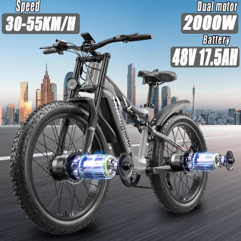 Shengmilo S600 Electric Mountain Bike – 2000W Dual Motor Off-Road E-Bike