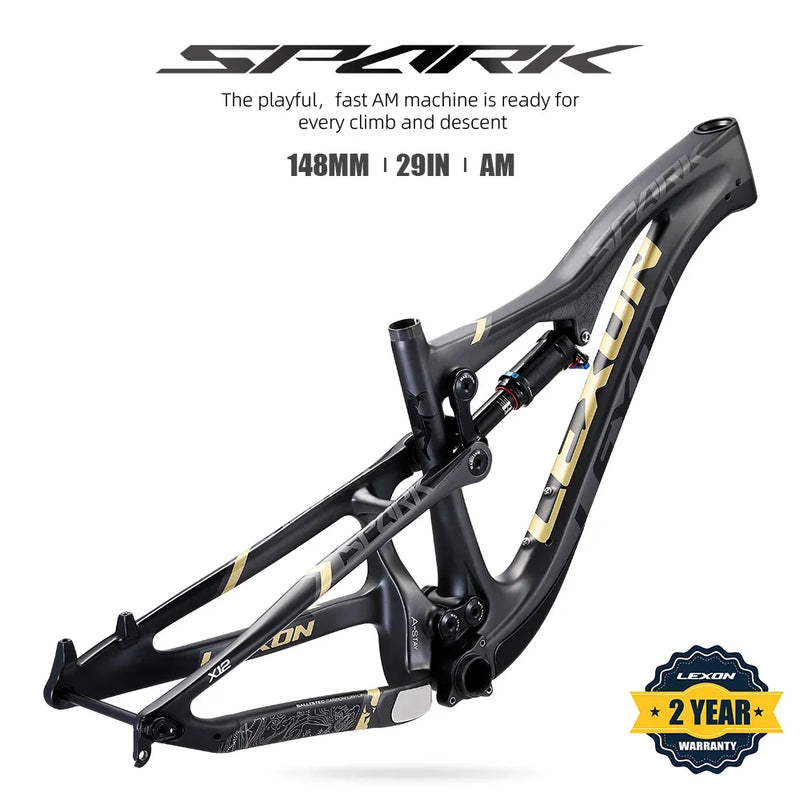 Lexon SPARK 29er Full Suspension MTB Frame – All-Mountain Carbon Frame with DNM Shock