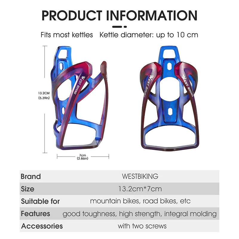 WEST BIKING Gradient Color Bicycle Water Bottle Cage – Ultralight & Durable