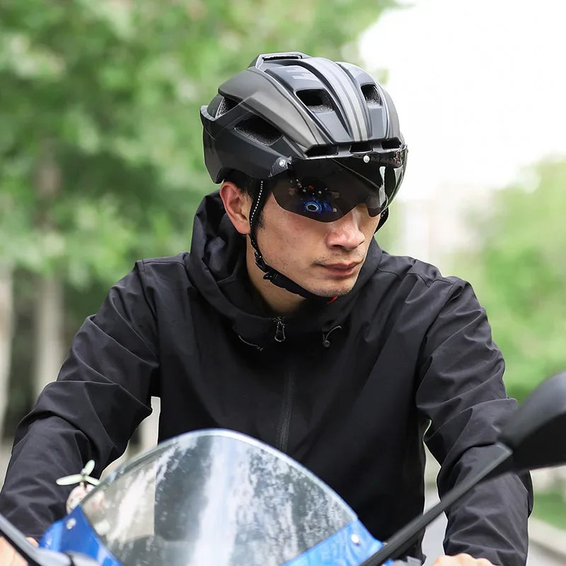 WEST BIKING MTB & Road Bike Helmet – Integrated Taillight, Breathable Fit & Magnetic Sun Visor