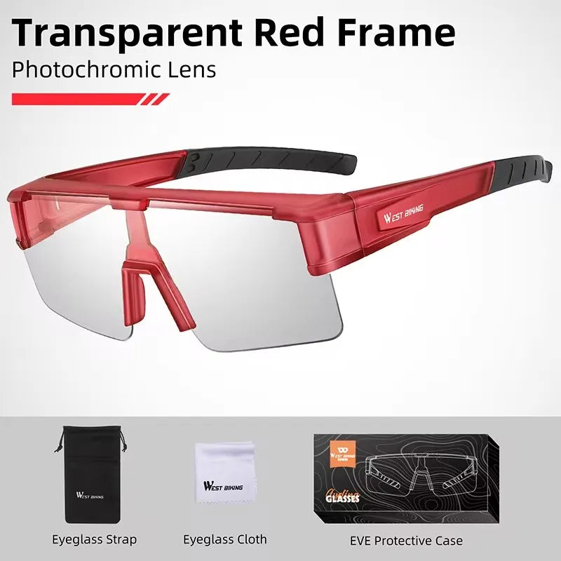 WEST BIKING Large-Frame Cycling Sunglasses – Photochromic, Polarized & Lightweight for Outdoor Sports