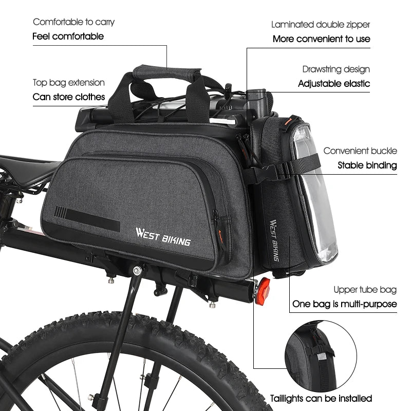 WEST BIKING 10L Large-Capacity Bicycle Pannier Bag – Insulated, Rainproof & Multi-Purpose Cycling Storage