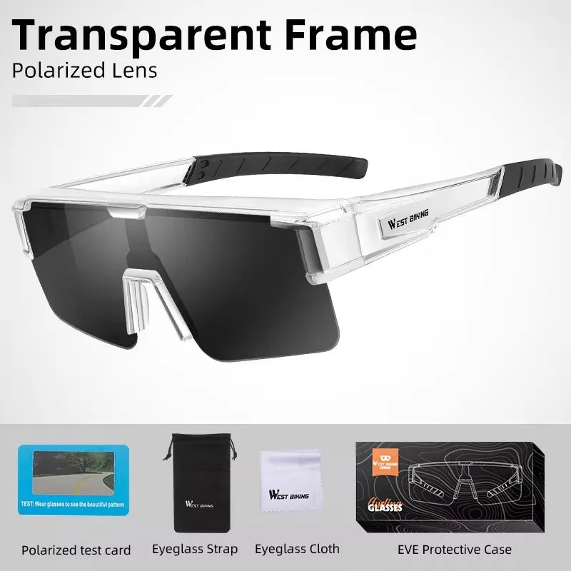 WEST BIKING Large-Frame Cycling Sunglasses – Photochromic, Polarized & Lightweight for Outdoor Sports