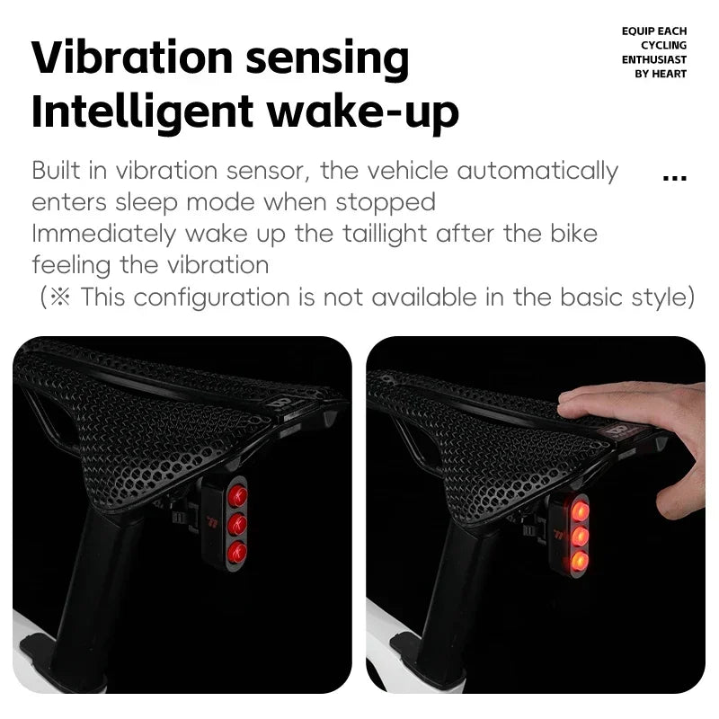 WEST BIKING Rechargeable Bicycle Rear Light – IP66 Waterproof, Auto Start/Stop & Brake Sensing