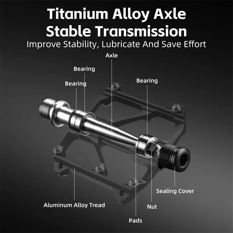 WEST BIKING Ultralight 3-Bearing Bicycle Pedals – Titanium & CR-MO Axle