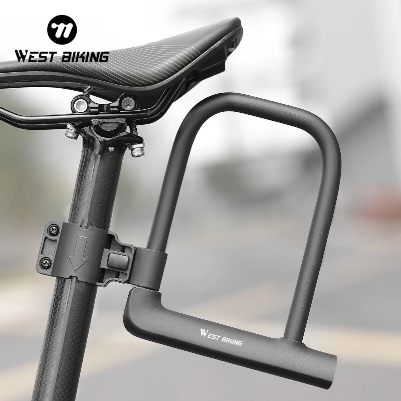 WEST BIKING Portable Bicycle U-Lock – Durable Anti-Theft Safety Lock for Bikes, Motorcycles, and Doors