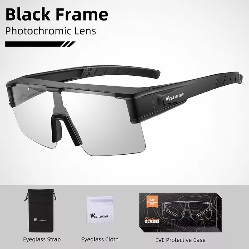 WEST BIKING Large-Frame Cycling Sunglasses – Photochromic, Polarized & Lightweight for Outdoor Sports