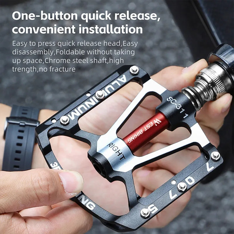 WEST BIKING Quick Release Widened Pedals – Non-Slip, Ultralight & 3 Bearings for Road & MTB
