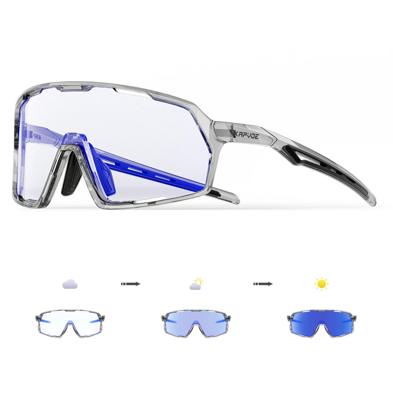 Kapvoe Photochromic Cycling Sunglasses – UV400 Protection, Lightweight Sports Goggles for MTB & Road Biking