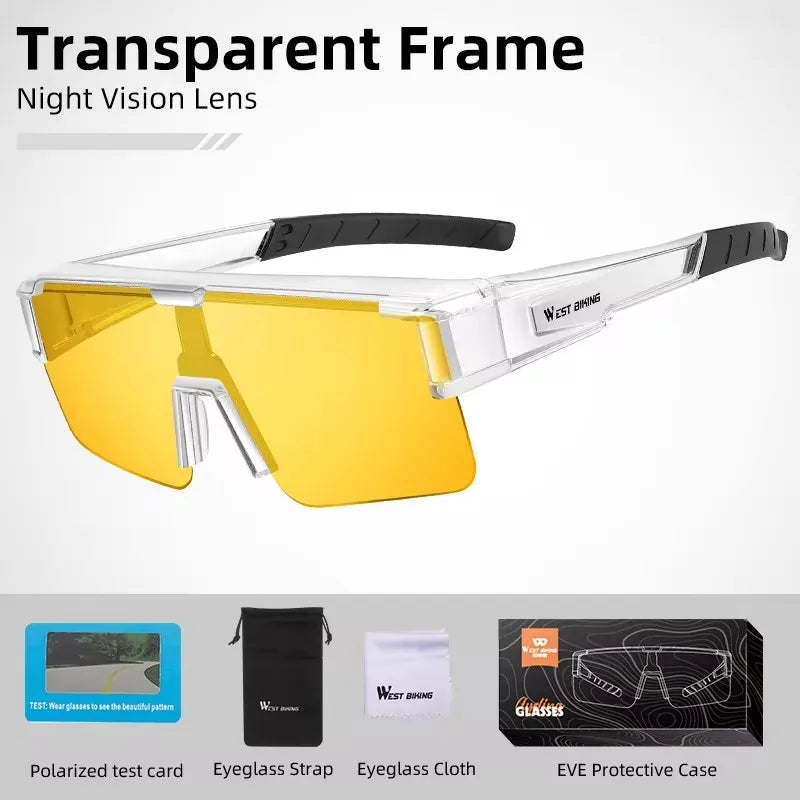 WEST BIKING Large-Frame Cycling Sunglasses – Photochromic, Polarized & Lightweight for Outdoor Sports