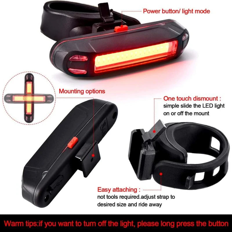 High-Visibility USB Rechargeable LED Bike Taillight – Waterproof, Multi-Mode Flashing & Quick-Release Mounting for Night Riding