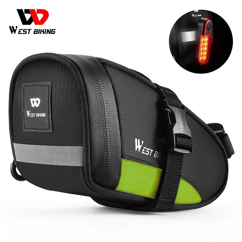 WEST BIKING 1.2L Waterproof Saddle Bag – Ultralight, Reflective & Tail Light Compatible