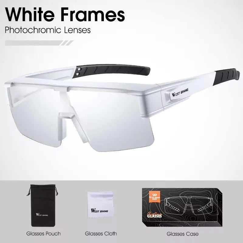 WEST BIKING Large-Frame Cycling Sunglasses – Photochromic, Polarized & Lightweight for Outdoor Sports