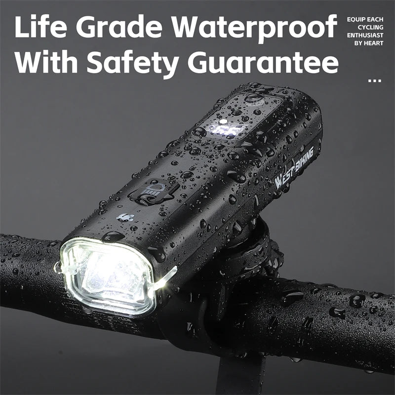 WEST BIKING 400 Lumen Intelligent Bicycle Headlight – Smart Light Sensing, Waterproof & Rechargeable