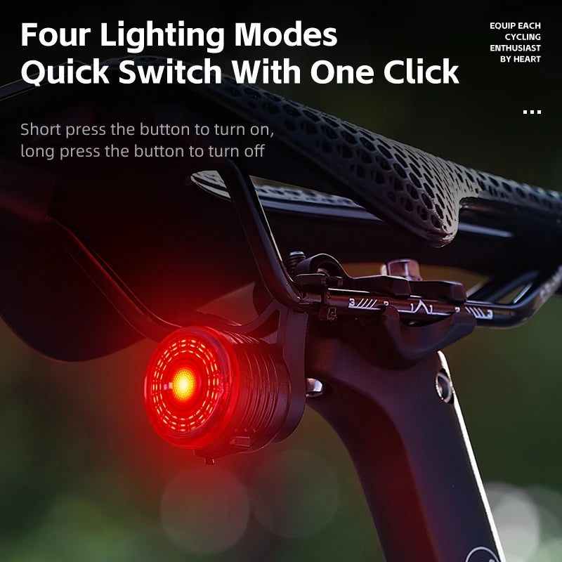 WEST BIKING Smart Brake Bicycle Tail Light – Automatic Sleep, Vibration Activation & Type-C Rechargeable