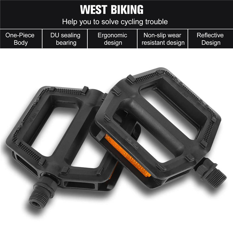 WEST BIKING Anti-Slip MTB & Road Bike Pedals – Lightweight, Durable & Secure Grip for Cycling Performance
