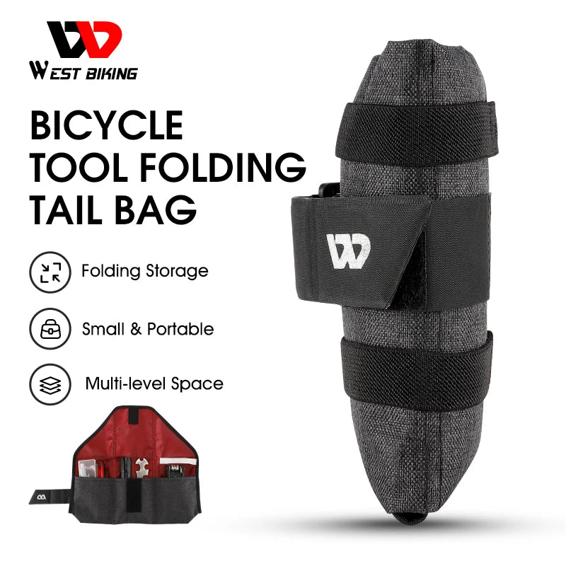 WEST BIKING Foldable Bike Saddle Bag – Compact Under-Seat Tool Roll Pouch for Cycling Essentials