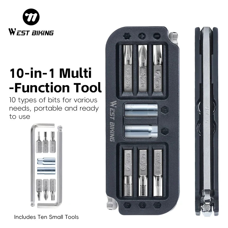 WEST BIKING 10-in-1 Portable Bicycle Tool Kit – Compact, Durable & Essential for Bike Maintenance