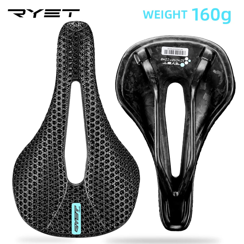 RYET X6P 3D Printed Carbon Bike Saddle – Ultra-Light Road & MTB Racing Seat