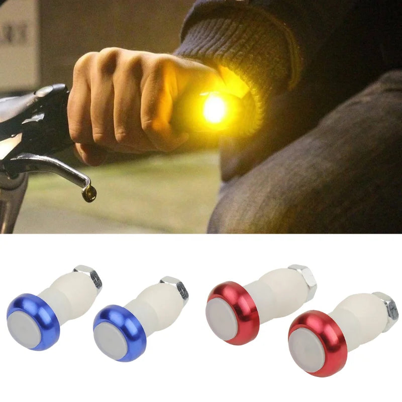 1 Pair Bike Handlebar End Plug LED Turn Signal Lights – Safety Cycling Indicator