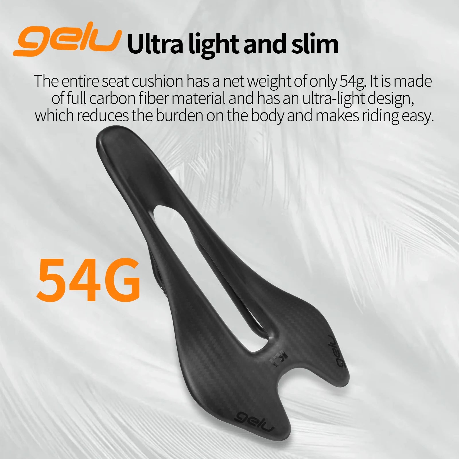 Gelu Carbon Fiber Road Bike Saddle – Ultralight & Ergonomic (54g)