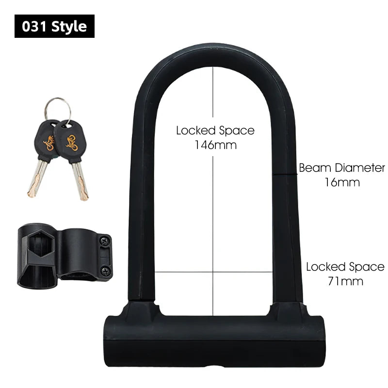 WEST BIKING Portable Bicycle U-Lock – Durable Anti-Theft Safety Lock for Bikes, Motorcycles, and Doors