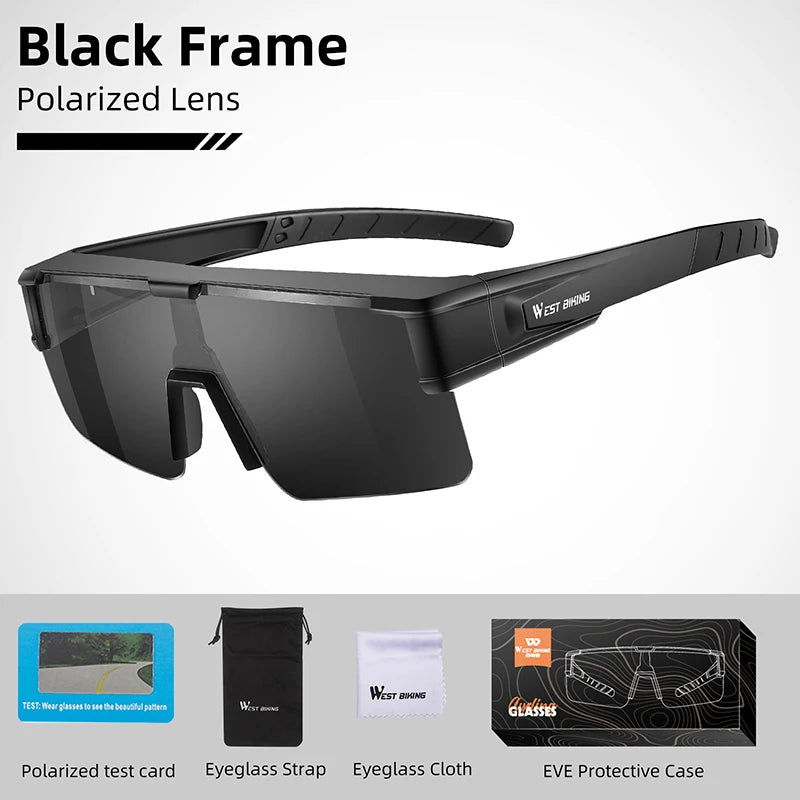 WEST BIKING Photochromic Cycling Glasses – UV400 Protection, Polarized Sport Sunglasses for MTB & Road Cycling