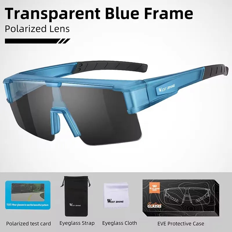 WEST BIKING Large-Frame Cycling Sunglasses – Photochromic, Polarized & Lightweight for Outdoor Sports