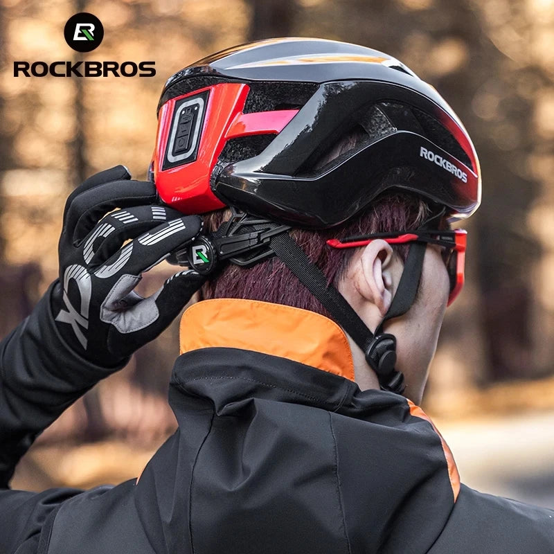 ROCKBROS Ultralight Bike Helmet – LED Warning Light, In-Mold Design & Breathable Fit for Cycling & Outdoor Sports