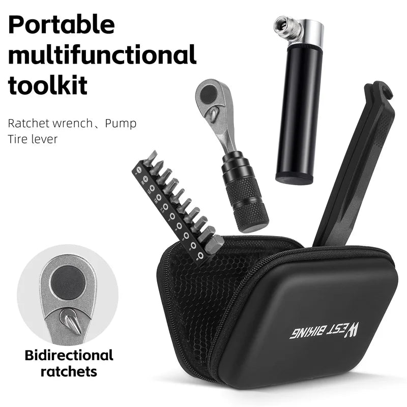 WEST BIKING Bicycle Portable Repair Tool Kit – Multifunctional Storage Capsule for MTB & Road Bikes