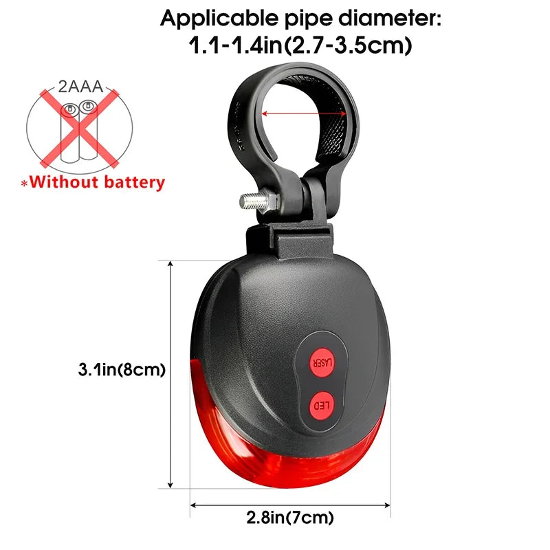 Laser Beam Bike Rear Light – Waterproof, Multi-Mode LED Safety Warning for Night Cycling & Motorcycles