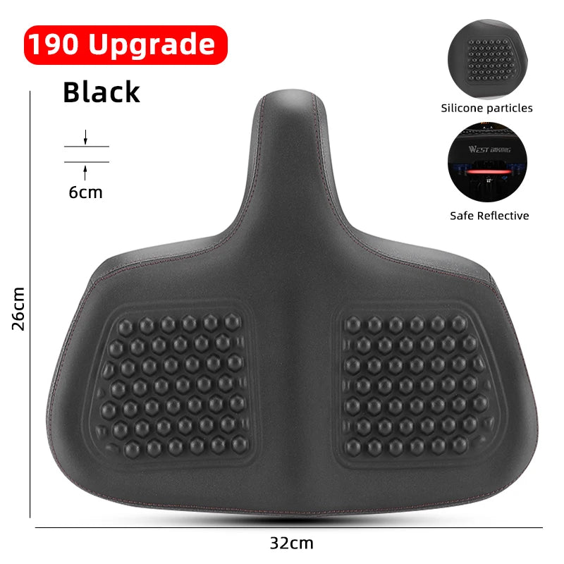 WEST BIKING Extra Wide MTB Bicycle Saddle – Shock-Absorbing, Comfortable & Breathable for Long Rides