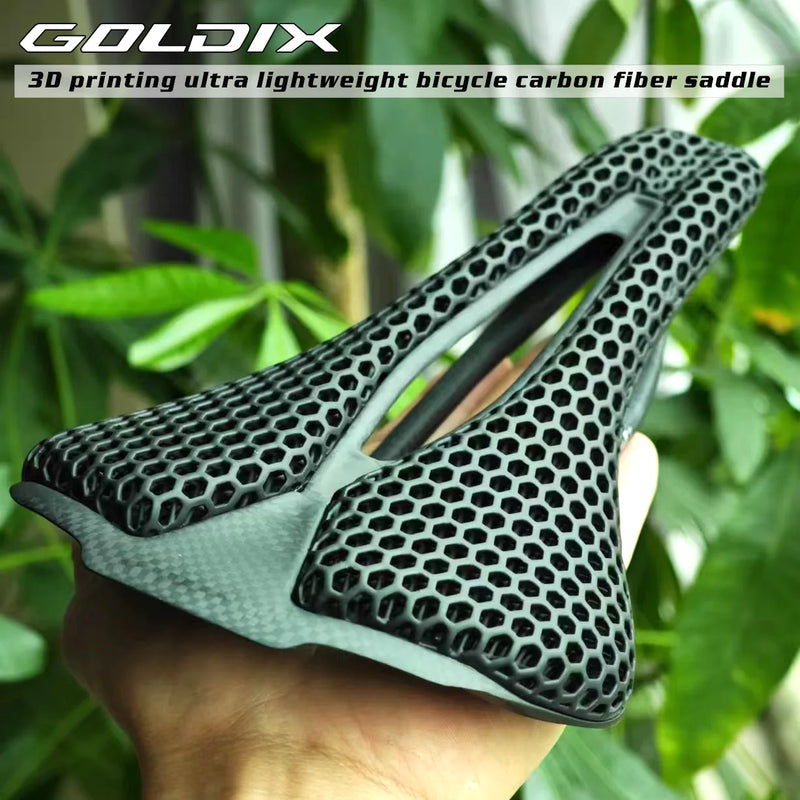 GOLDIX 3D-Printed Carbon Fiber Saddle – Ultra-Light, High-Performance for Road & MTB Racing