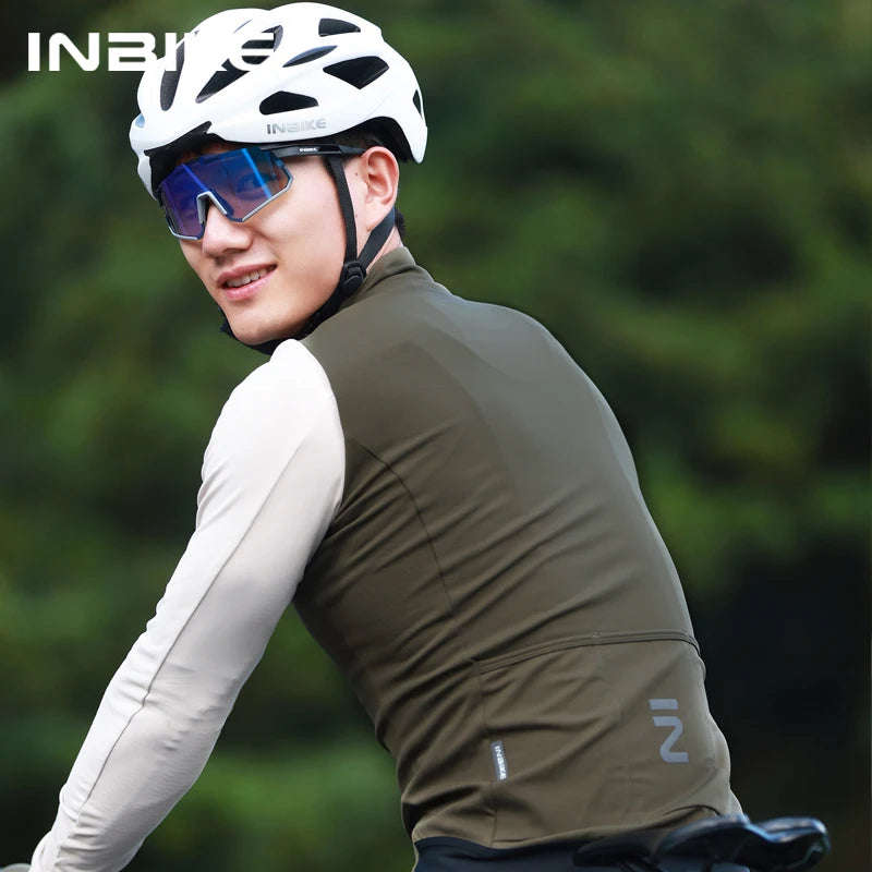 INBIKE Men's Winter Cycling Jersey – Fleece-Lined, Breathable & Reflective for Cold-Weather Riding
