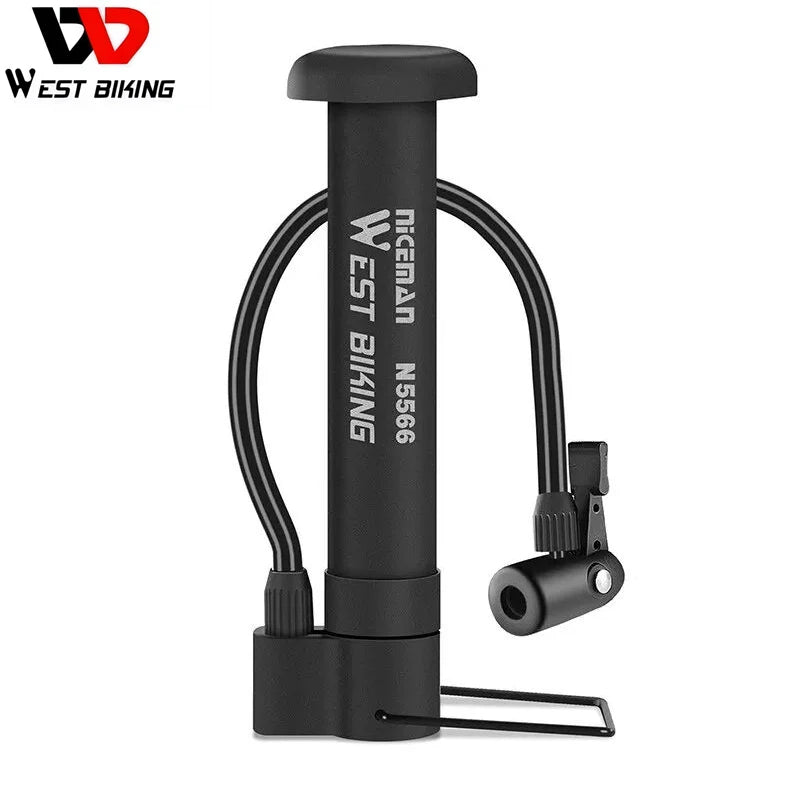 WEST BIKING MTB Floor Pump – High-Pressure 80 PSI, Schrader Valve Compatible & Durable Manual Air Inflator