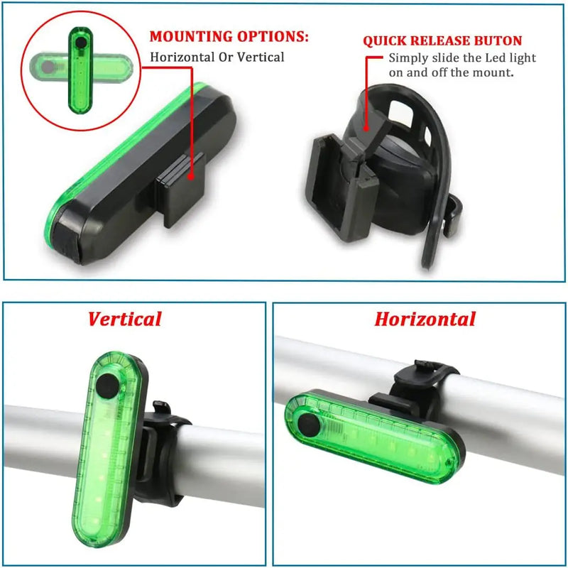 BUCKLOS Rechargeable Bicycle Light Set – Front and Rear LED Headlight & Taillight