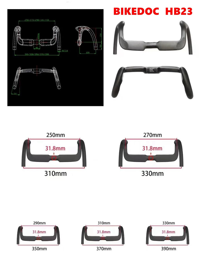 BIKEDOC HB23 Carbon Track Bicycle Handlebar – Lightweight & Aerodynamic