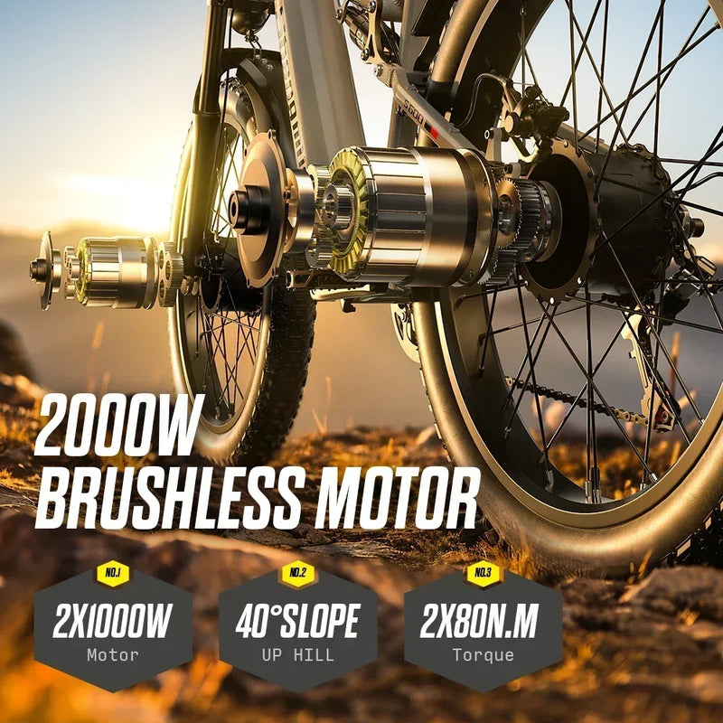 Shengmilo S600 Electric Mountain Bike – 2000W Dual Motor Off-Road E-Bike