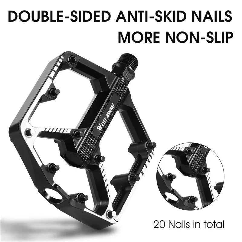 WEST BIKING MTB & Road Bike Pedals – Sealed DU Bearings, Anti-Slip & Durable Aluminum Alloy Construction