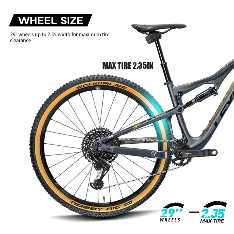 Lexon SPARK 29er Full Suspension MTB Frame – All-Mountain Carbon Frame with DNM Shock