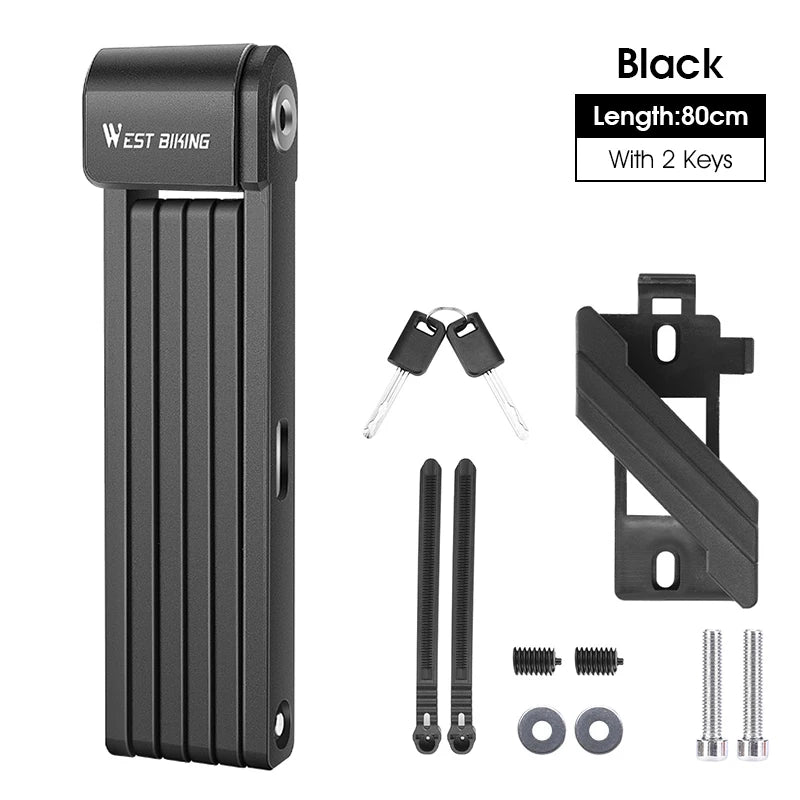 WEST BIKING Heavy-Duty Foldable Bike Lock – High-Security, Anti-Theft & Alloy Steel Construction