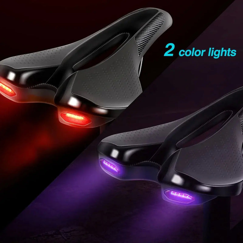 CYCLAMI Road & MTB Bike Saddle – Breathable, Soft Cushion with USB-Charging Warning Taillight