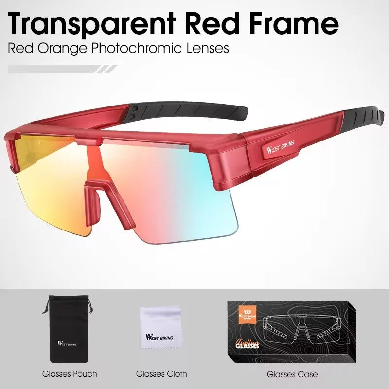 WEST BIKING Large-Frame Cycling Sunglasses – Photochromic, Polarized & Lightweight for Outdoor Sports