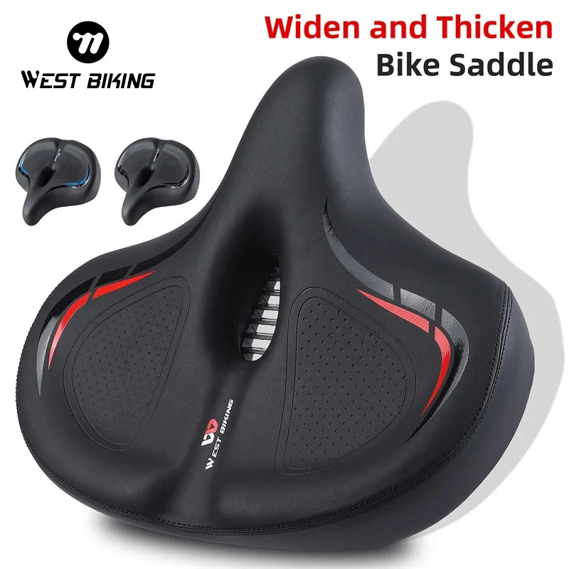 WEST BIKING Oversized Shock-Absorbing Bicycle Saddle – Soft, Breathable & Ergonomic Comfort for MTB & Road Cycling