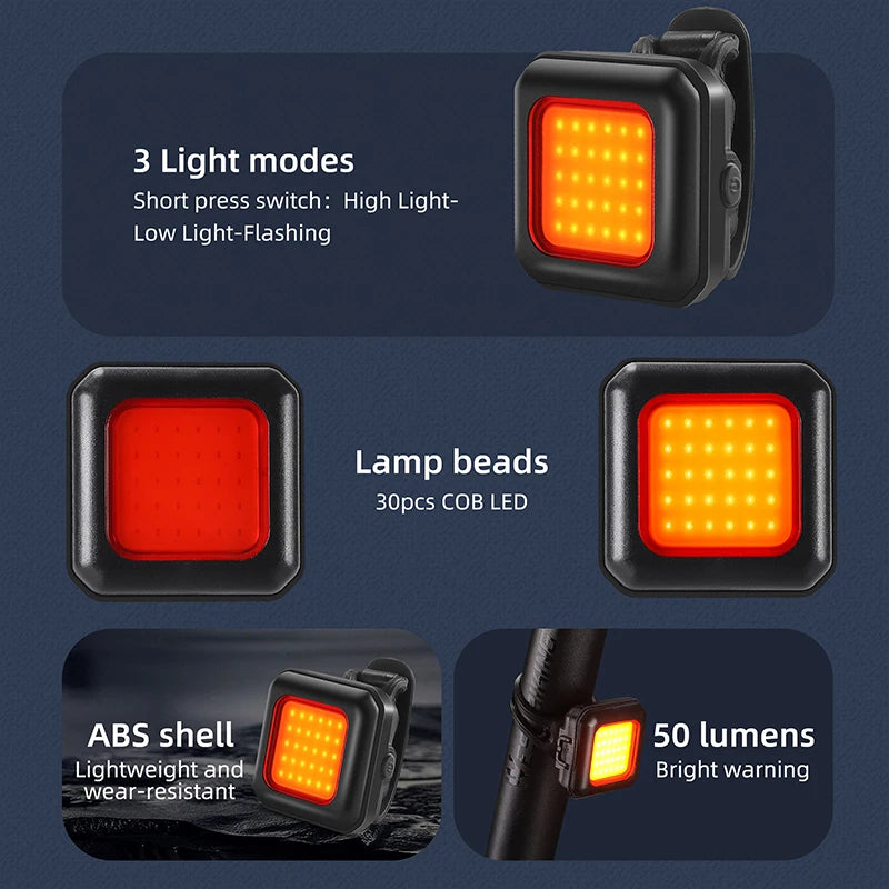 WEST BIKING Rechargeable Bicycle Light – IPX5 Waterproof, High-Brightness COB LEDs & Multiple Lighting Modes