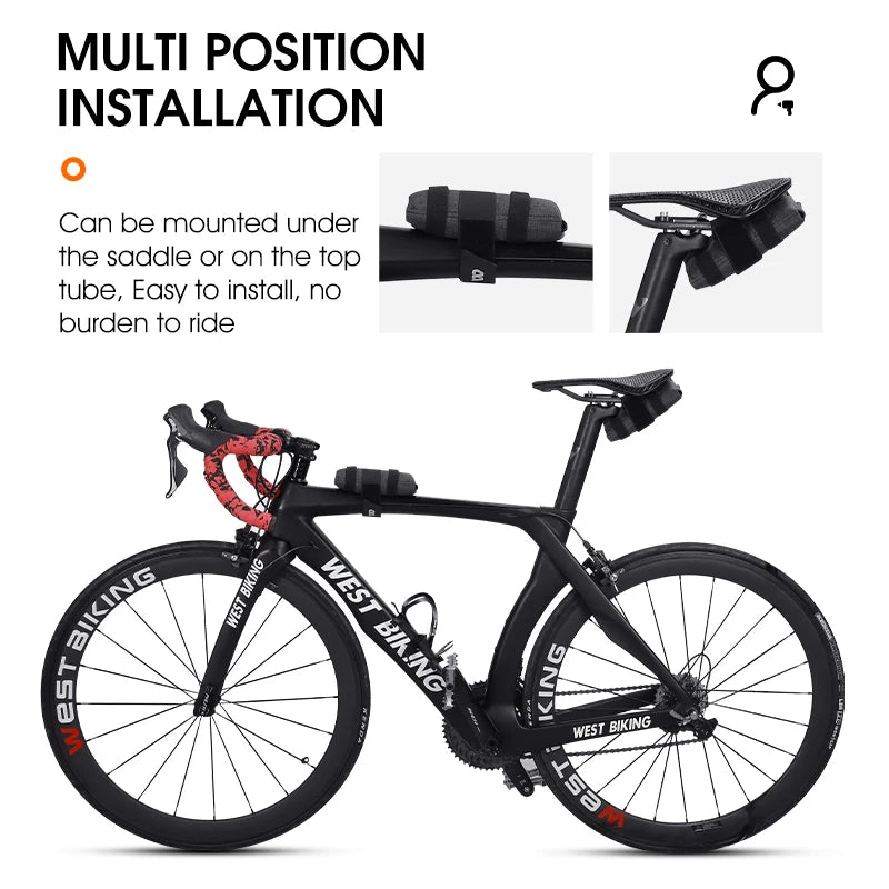 WEST BIKING Foldable Bike Saddle Bag – Compact Under-Seat Tool Roll Pouch for Cycling Essentials